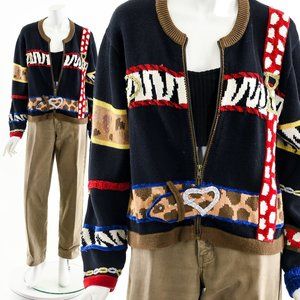 Animal Print Knit Sweater Cardigan